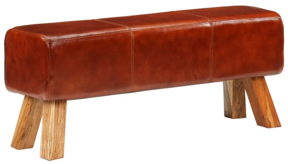 barna valódi bőr és tömör mangófa tornapad 110 cm