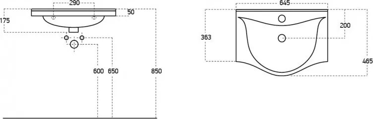 Viva STYLE Ekonomik 65 lábon álló 2 ajtós fürdőszobabútor Sanovit ALBATROS 10065 mosdóval 64,5x46,5