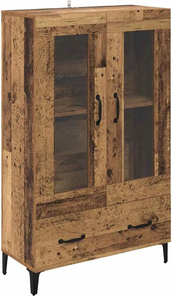 vidaXL Magasfiú fiókkal Öreg fa 70 x 31 x 115 cm Műszaki fa és vas