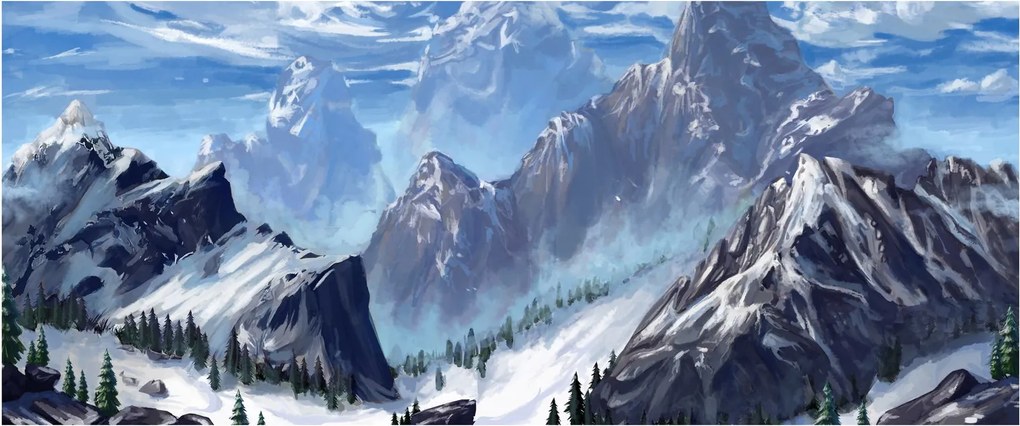 Kép - Festett hegyek (120x50 cm)