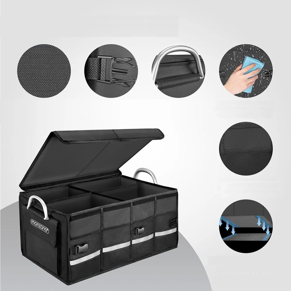 LEROY csomagtartó rendező, 63l, 60x35x30cm, fekete Monzana