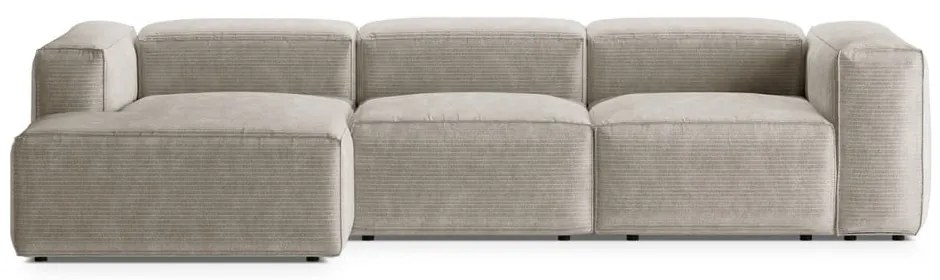 Bézs kordbársony sarokkanapé (bal oldali-heverő résszel) Bergano – Cosmopolitan Design