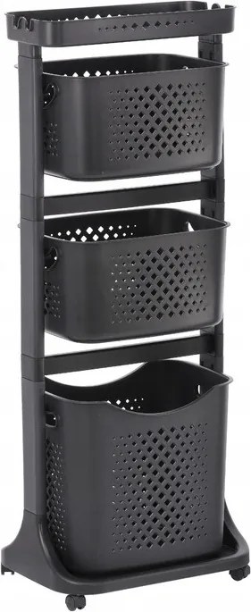 Műanyag gurulós állvány kosárral Fehér/Fekete