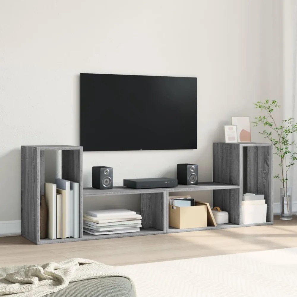 2 db szürke sonoma szerelt fa fali TV-szekrény 75 x 30 x 50 cm