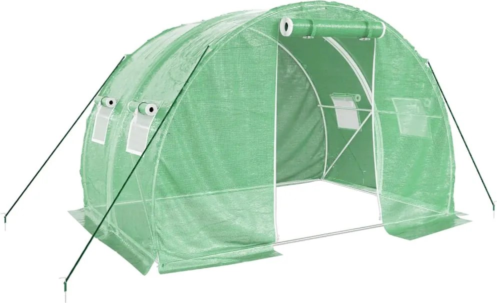 vidaXL zöld acélvázas melegház 6 m² 3 x 2 x 2 m