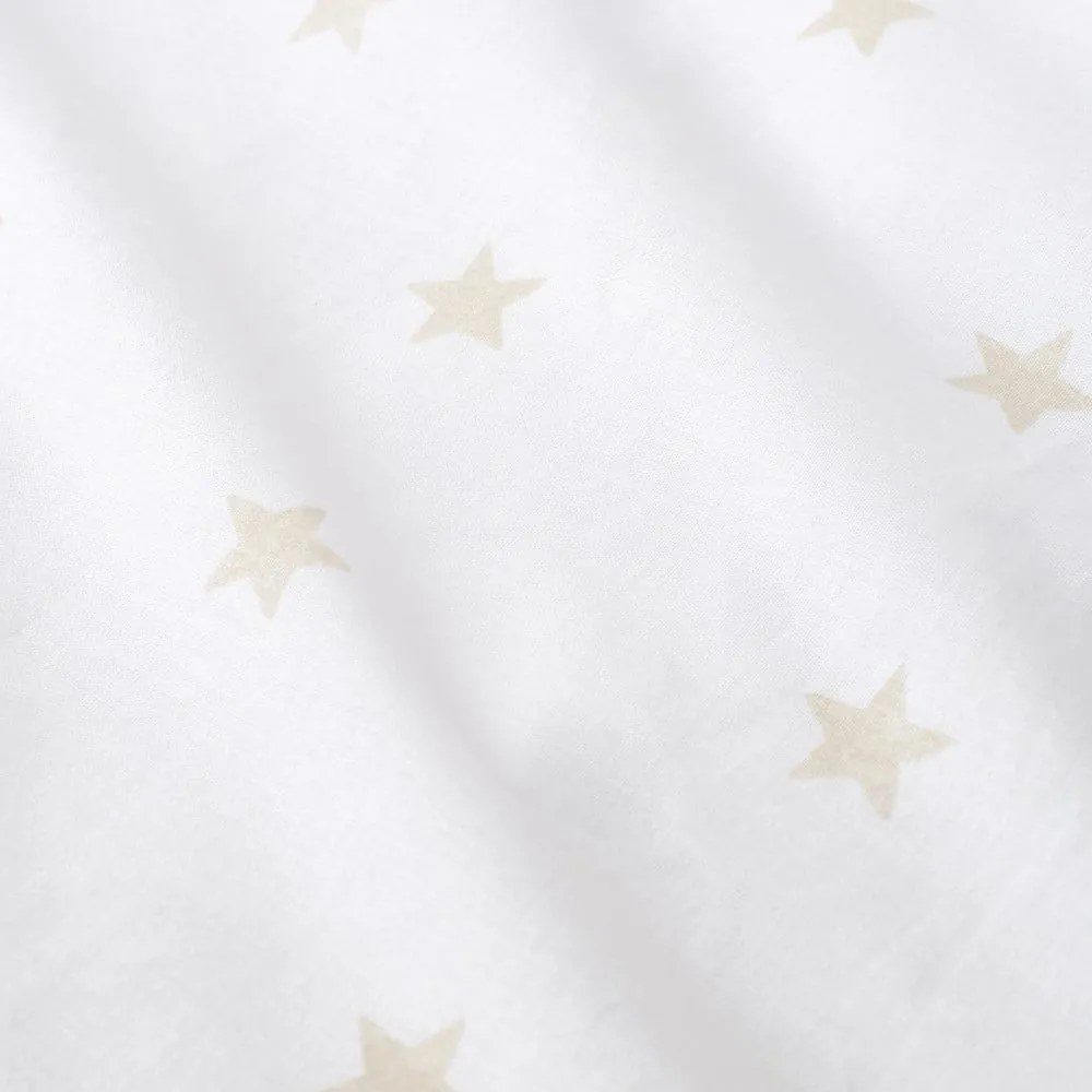 Fehér-bézs gumis kétszemélyes pamut gyerek lepedő 135x190 cm Mini Star &amp; Stripes – Bianca