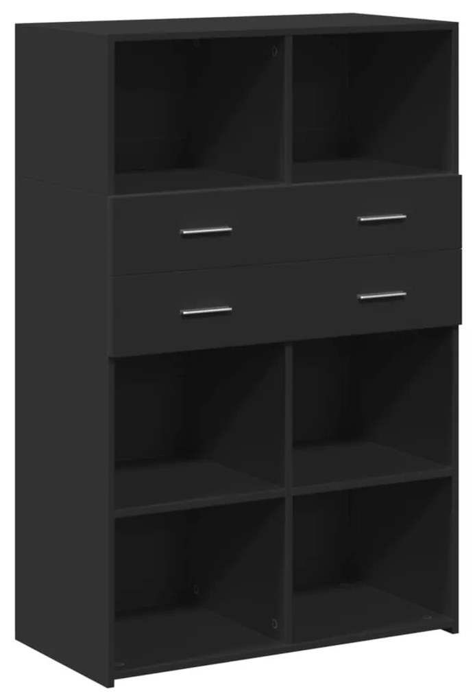 fekete szerelt fa magasszekrény 80 x 42,5 x 124 cm