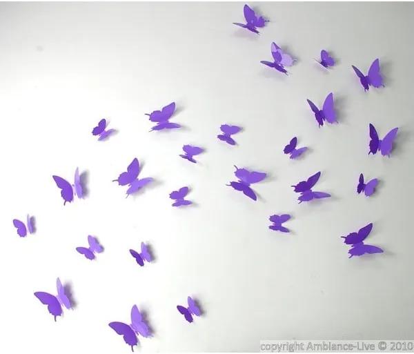 Butterflies 12 db-os lila falmatrica szett - Ambiance