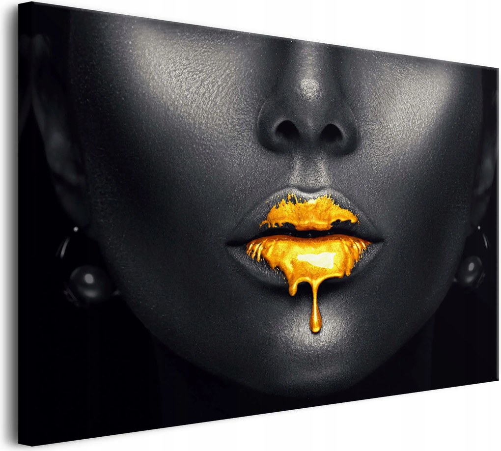 Vászonkép falikép hálószoba arany száj nő 80x120cm