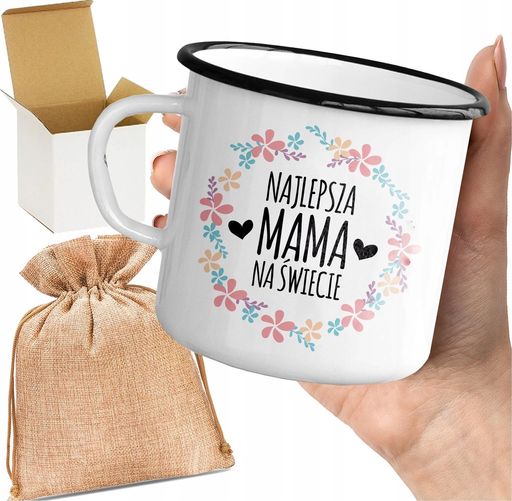 Bögre_emalin Nyomott Mintával Legjobb Anya A Hajnalban Anyák Napja Ajándék