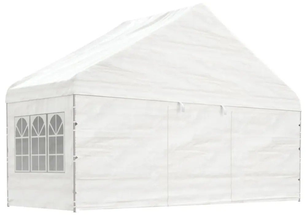 fehér polietilén pavilon tetővel 17,84 x 5,88 x 3,75 m