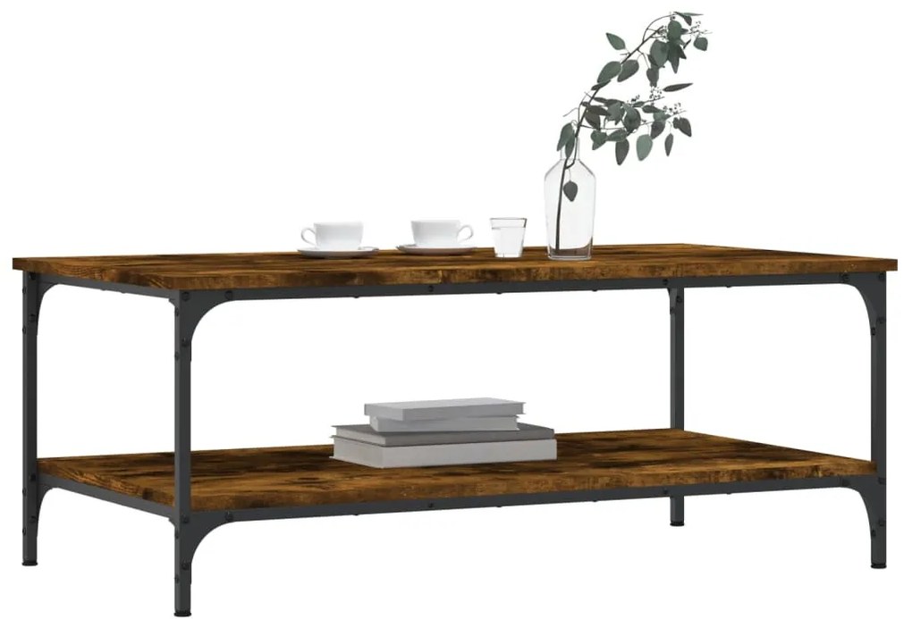 Füstös tölgy színű szerelt fa dohányzóasztal 100x55x40 cm