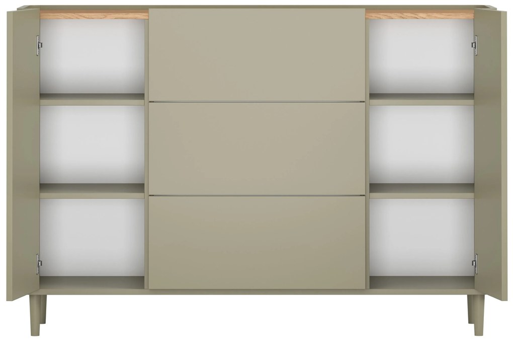 Elivo fiókos lábas komód 150 cm - eukaliptusz / baltic dune tölgy