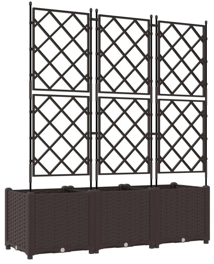 Kertvirágcserép rácsos 3 db Barna 120x40x143 cm