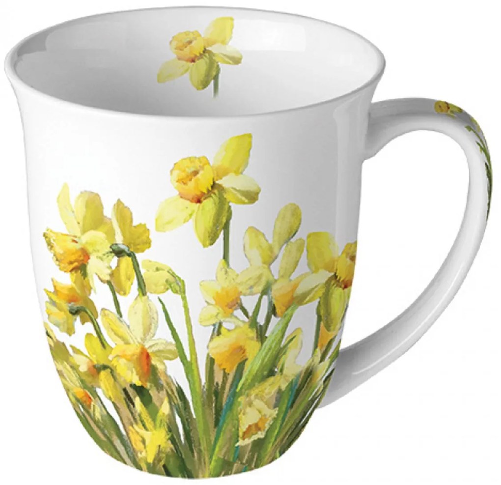 Porcelán bögre virág mintával 400 ml Arany nárcisz