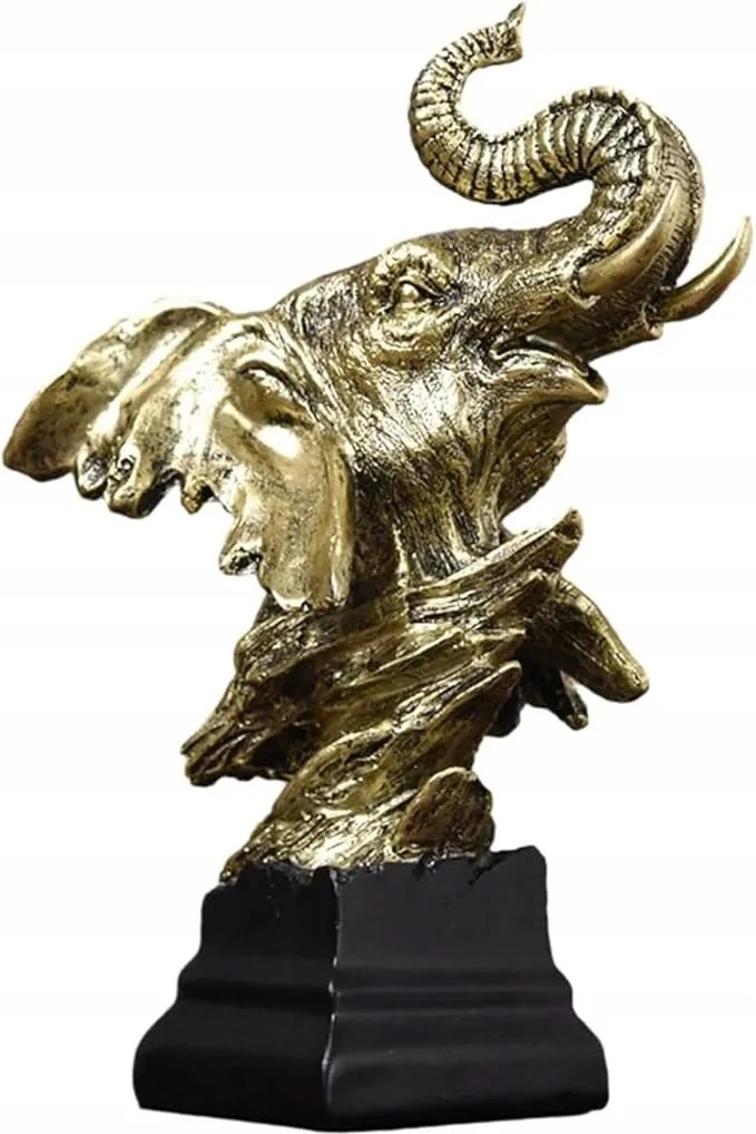 Elefántfej figura arany – műgyanta dekoráció otthonra és irodába