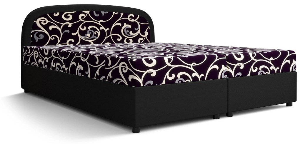 Franciaágy  Boxspring 180 cm Brick (fekete + hullám minta) (matraccal és tárolóhellyel). 1046409