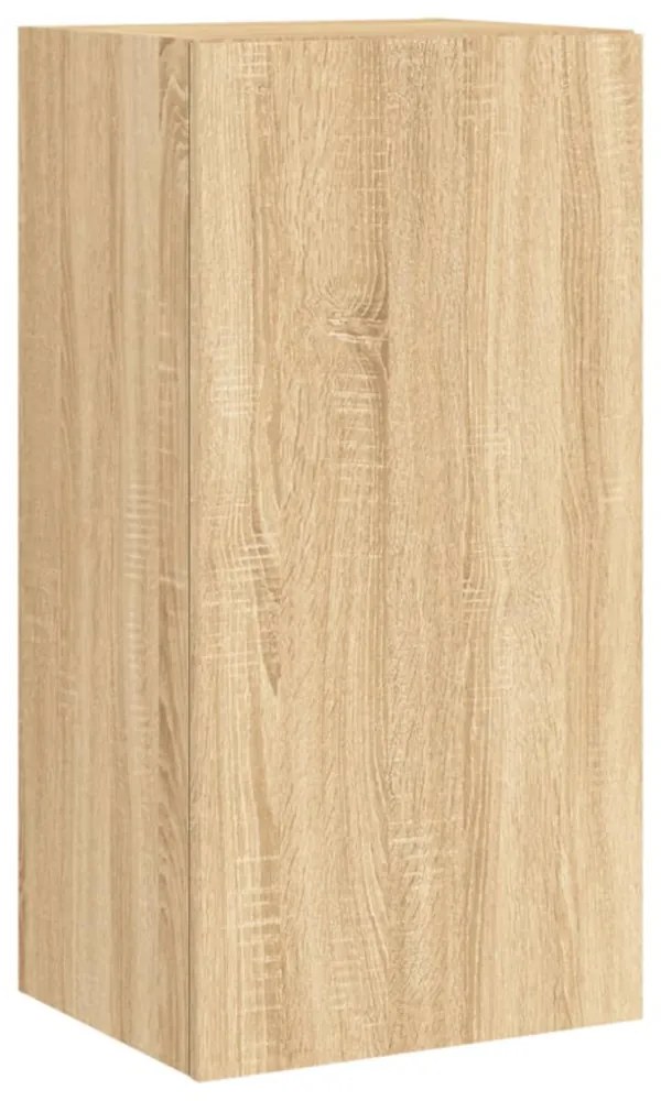 vidaXL 3 darab sonoma tölgy színű falra szerelhető TV-szekrény LED-del