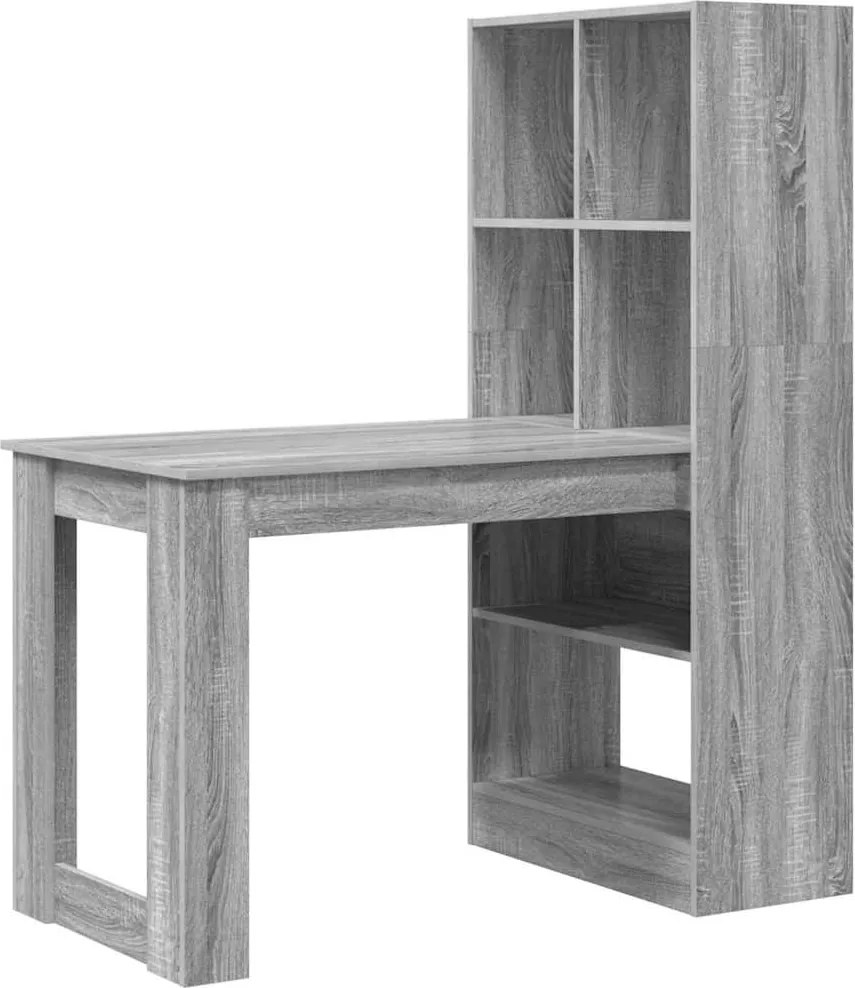 vidaXL Asztal polcokkal Szürke Sonoma 122 x 67 x 145 cm Faanyag