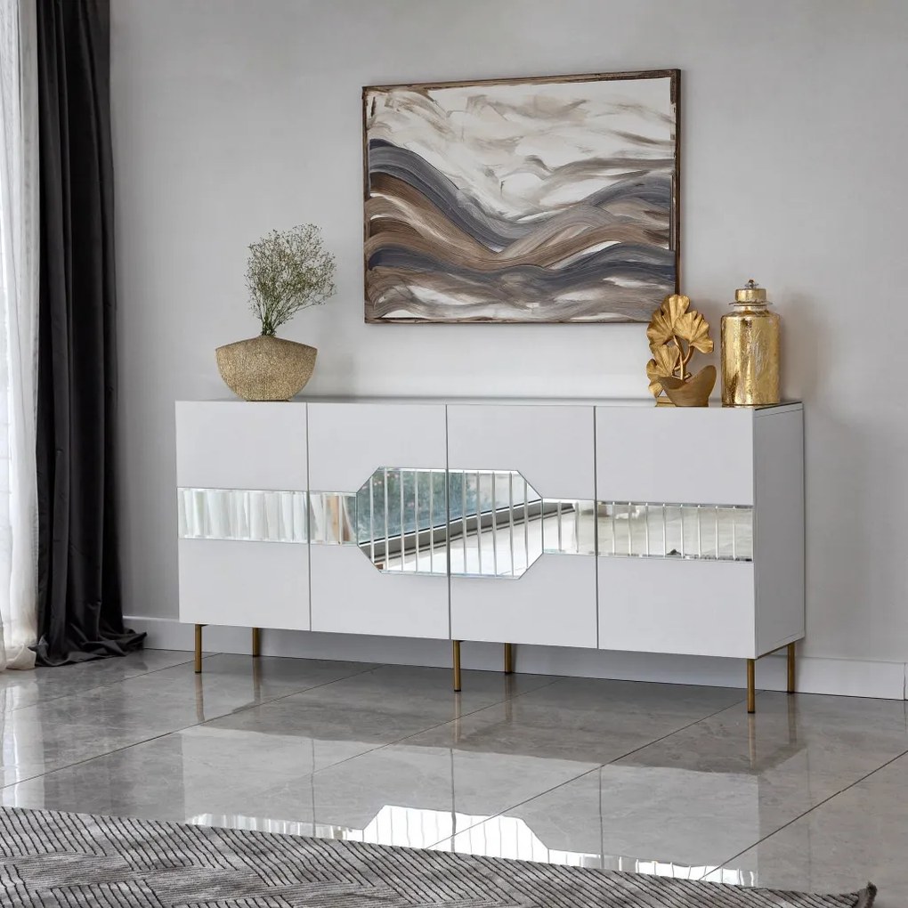 Milan komód, fehér-arany, 180 cm – TR552NOS1804