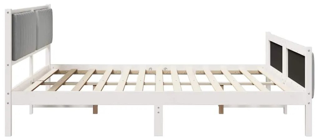 Ágykeret Fehér és világosszürke 200 x 200 cm Tömör fenyőfa