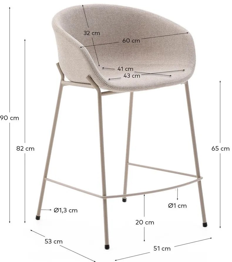 Bézs bárszék (ülésmagasság 65 cm) Yvette – Kave Home