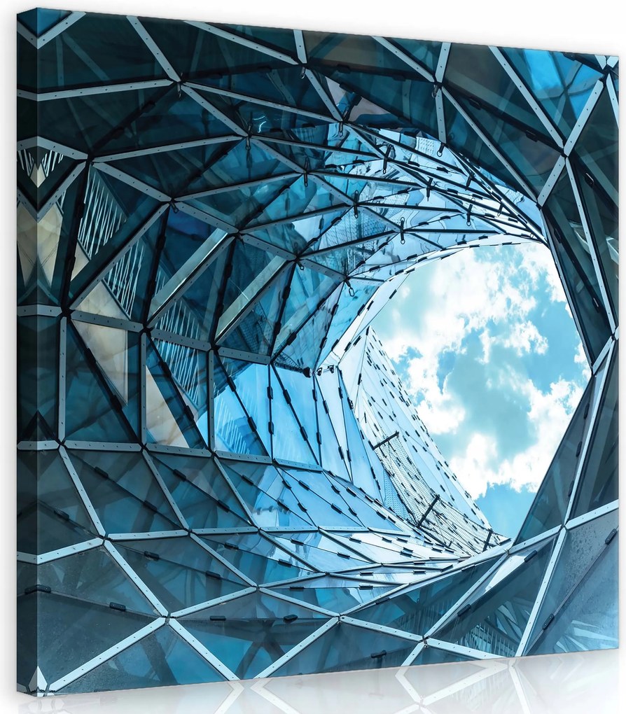 Vászonkép 40x40 Építészet geometria ég felhők üveg fém absztrakt