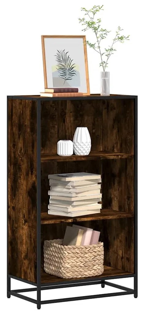 füstös tölgy színű szerelt fa könyvszekrény 60x35x107,5 cm