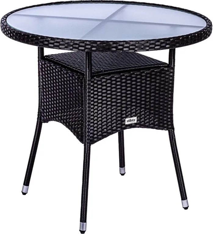 STILISTA Kerti asztal  80 x 80 x 75 cm polyrattan fekete