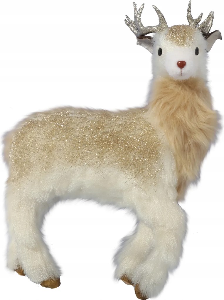 Rénszarvas Szarvas krémszínű szőrme 45 cm