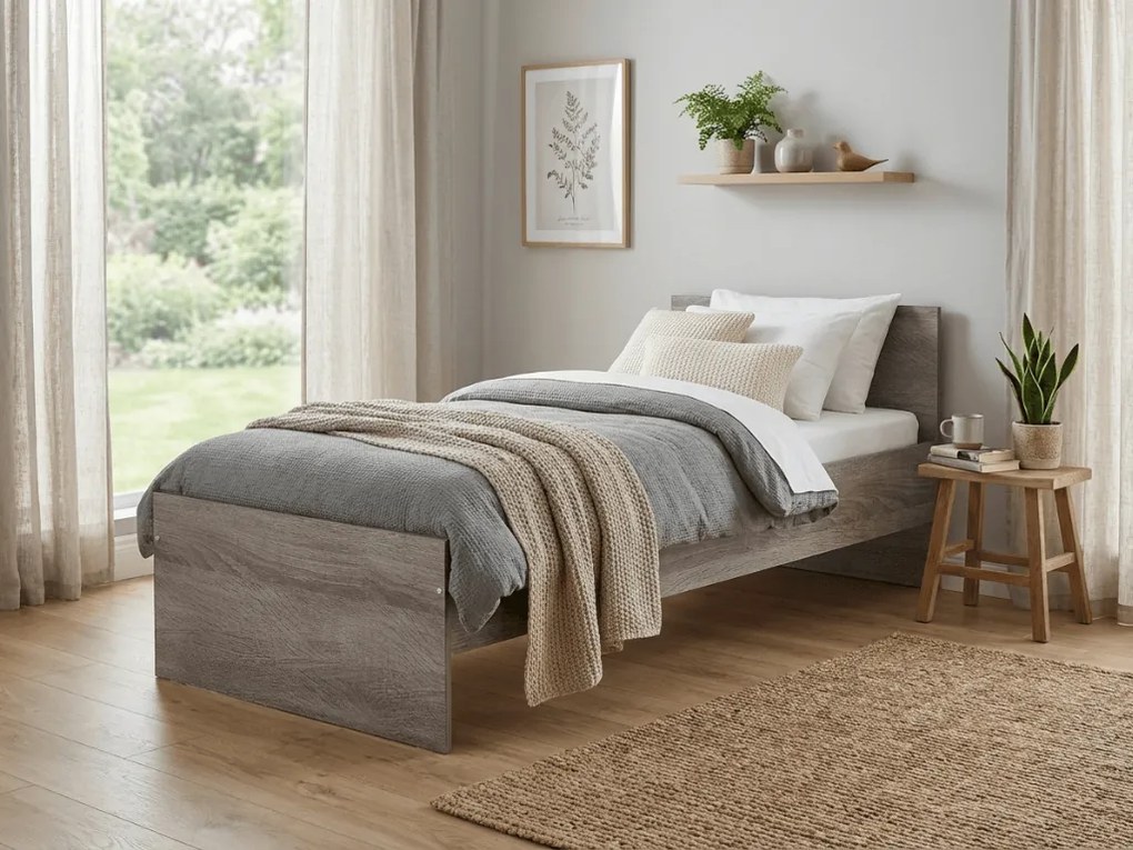 Ágy ELISA 90 x 200 cm, szarvasgomba tölgy Ágyrács: Lamellás ágyrács, Matrac: Coco Maxi 20 cm matrac