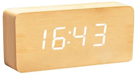 Óriás Dizájn Fa hatású LED Óra Ébresztőóra 21 Cm Óra Ébresztés Taps Hőmérő Funkciókkal