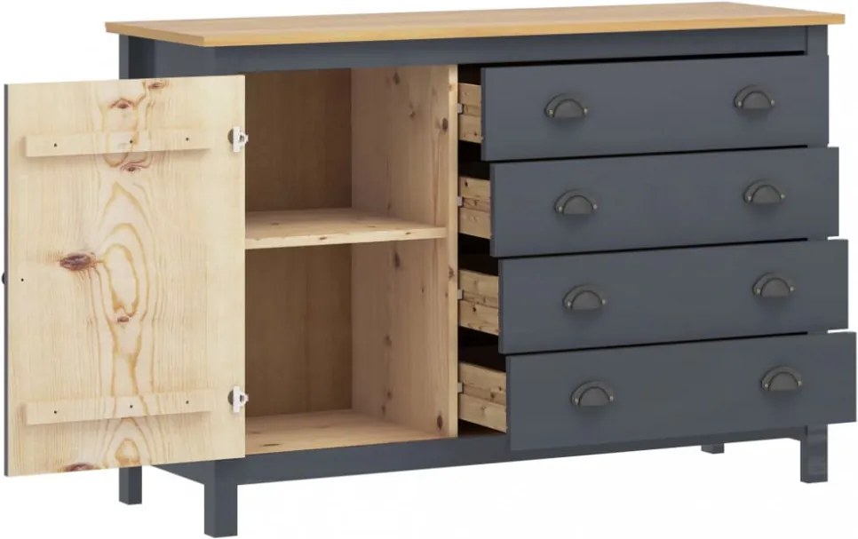 Hill range szürke tömör fenyőfa komód 120 x 40 x 80 cm