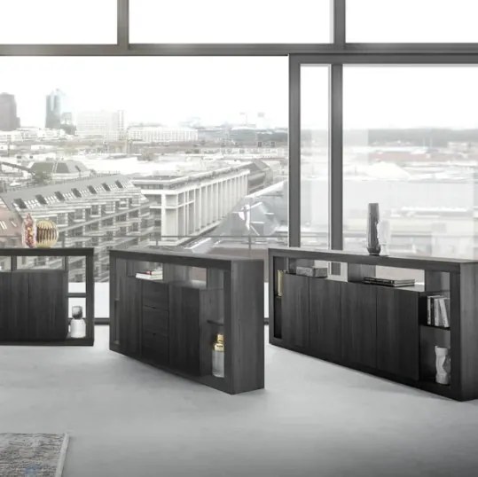 RIMINI komód, kétajtós, háromfiókos – fekete kőris