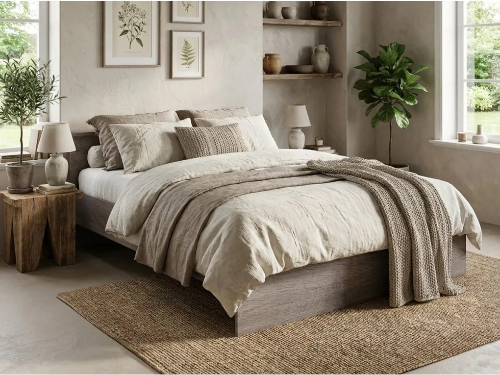 Ágy ELISA 160 x 200 cm, szarvasgomba tölgy Ágyrács: Lamellás ágyrács, Matrac: Coco Maxi 20 cm matrac