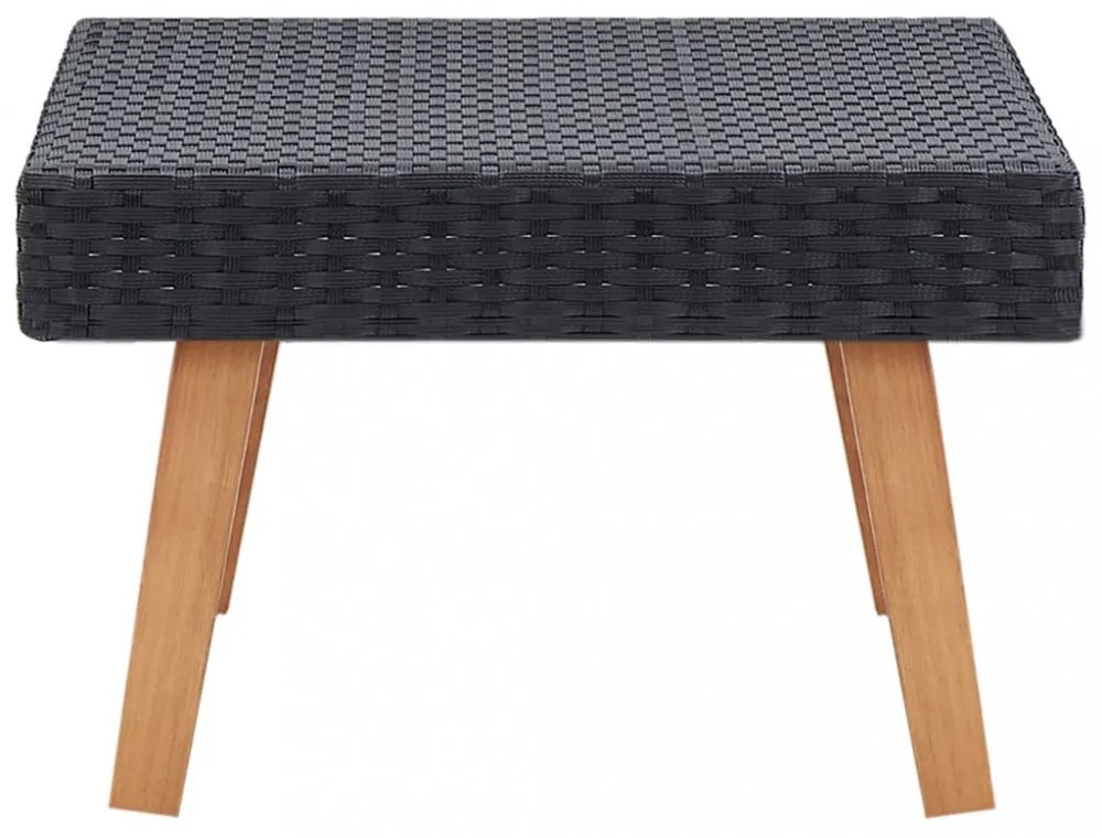 fekete polyrattan kerti dohányzóasztal