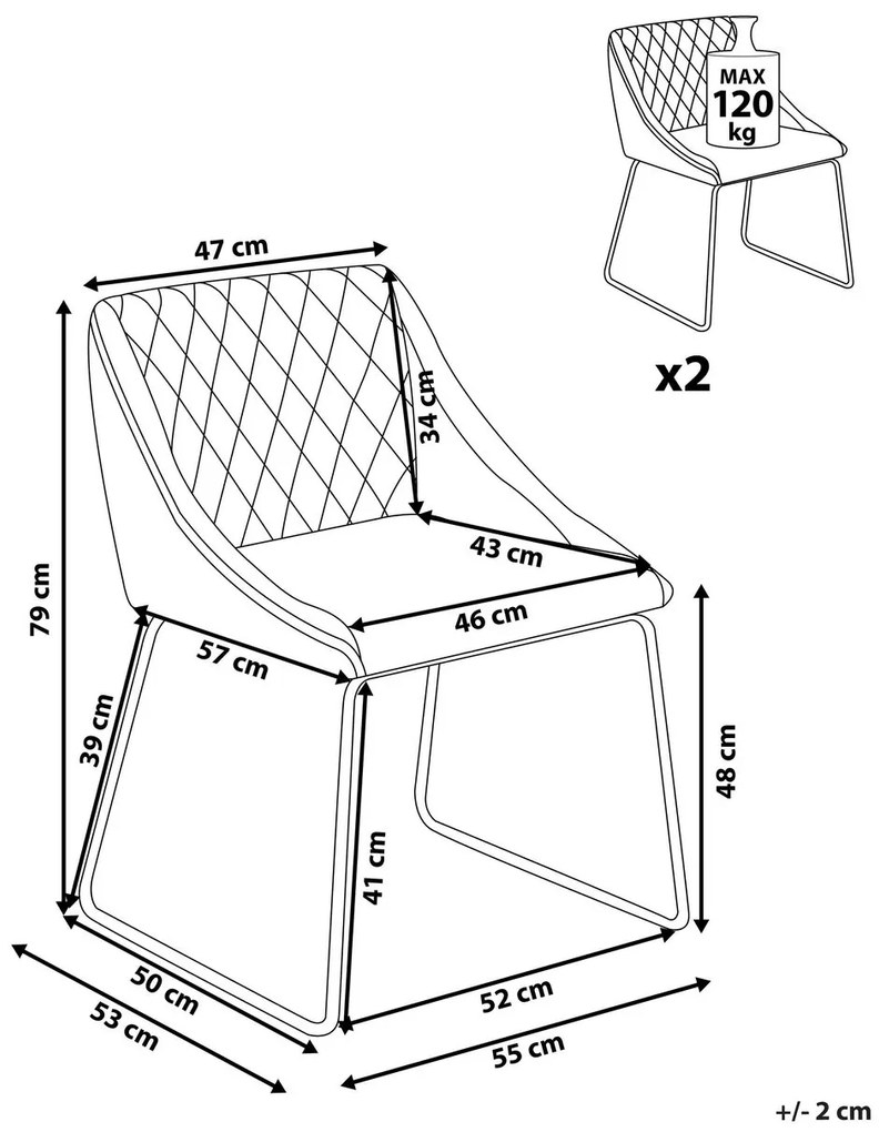 Étkezőszék szett 2 db Aricata (világoskék). 1009956