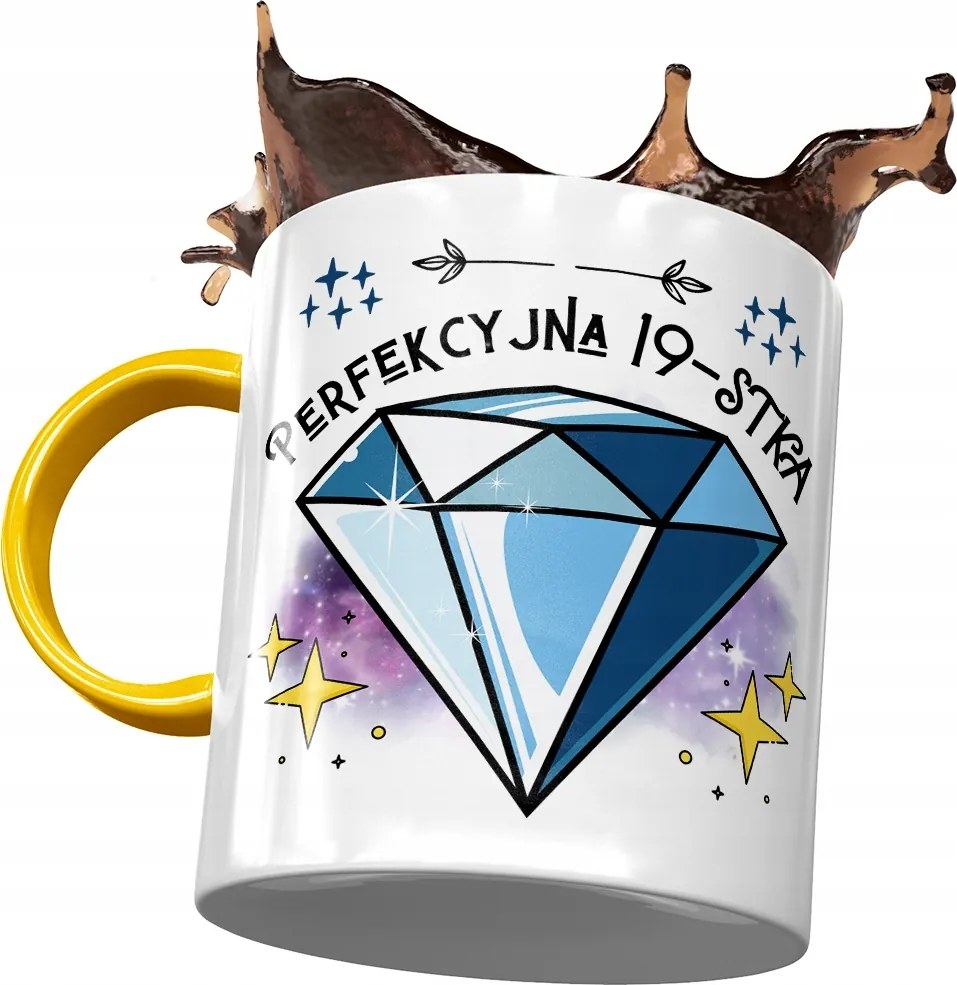 Sárga Bögre Születésnapra 19 19. 19. Ajándék Nyomtatott Fotóval