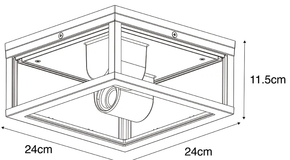 Okos kültéri mennyezeti lámpa fekete bordázott üveggel, WiFi A60-nal - Charlois