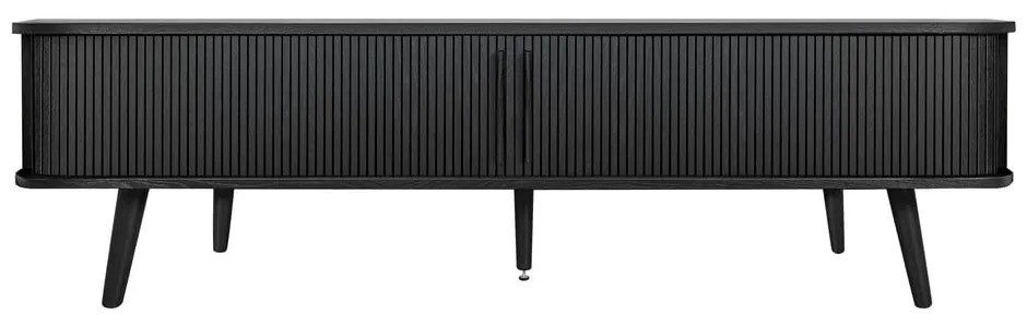 Fekete TV-állvány tölgyfa dekorral 178x50x40 cm Rove – Woodman