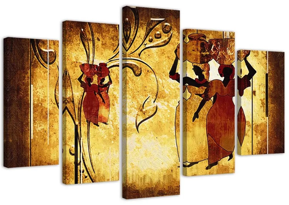 Gario Vászonkép Afrikai nok - 5 részes Méret: 200 x 100 cm