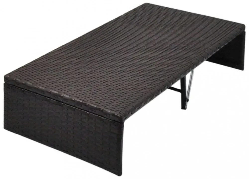 barna polyrattan napellenzős kerti ágy 190 x 130 cm