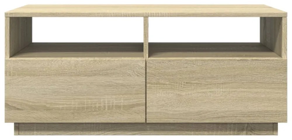 sonoma tölgy színű dohányzóasztal LED-lámpákkal 90x49x40 cm