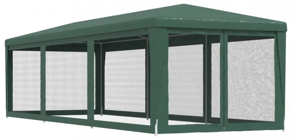 zöld HDPE rendezvénysátor 8 hálós oldalfallal 3x9 m