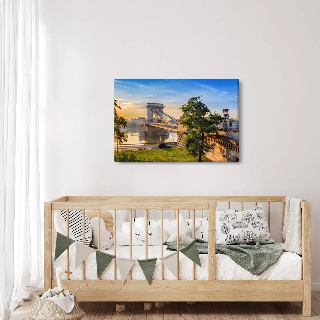 Kép - Híd a folyón, Budapest, Magyarország (90x60 cm)