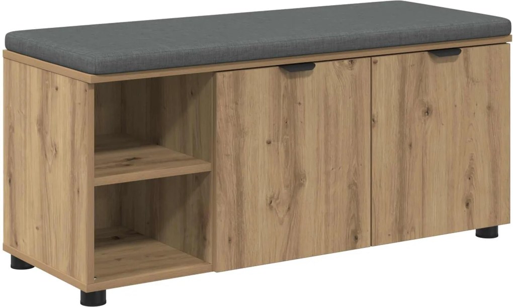 vidaXL Előtér pad Kézműves Tölgy 100 x 38 x 46 cm Műanyag Fa és Szövet
