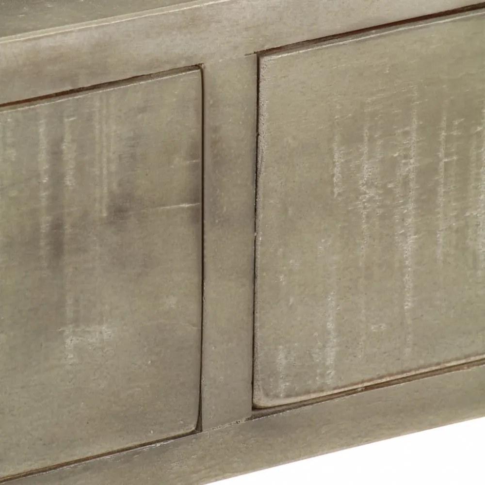 szürke tömör mangófa tálalóasztal sárgarézzel 110x35x76 cm