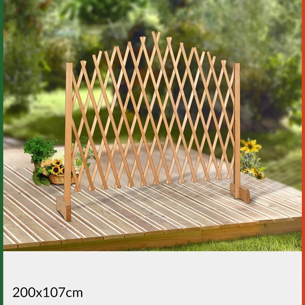 Gardebruk ROSEMARY fa virágrács, 200x107cm, természetes barna