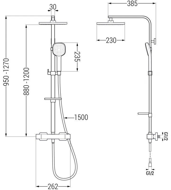 Mexen - CQ33 zuhanygarnitúra termosztatikus csapteleppel Cube, fekete, 772503395-70