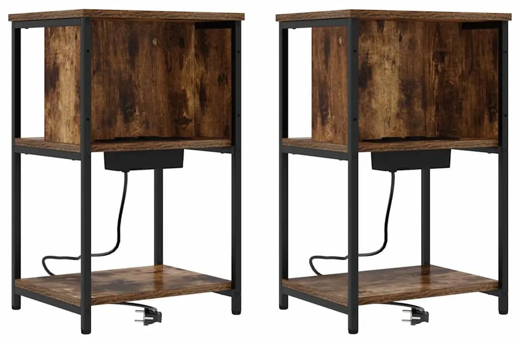 Éjjeliszekrény 2 pcs Füstölt tölgy 38 x 31 x 61 cm Faanyag